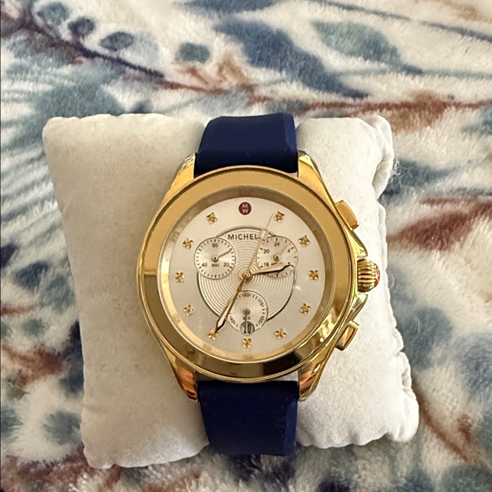 Michele Gold Watch with Navy Strap